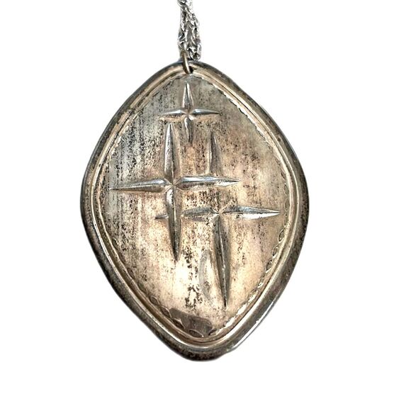 1974 TOWLE Sterling Silver Pendant Necklace - Two-Sided Beauty Vintage - Picture 1 of 4